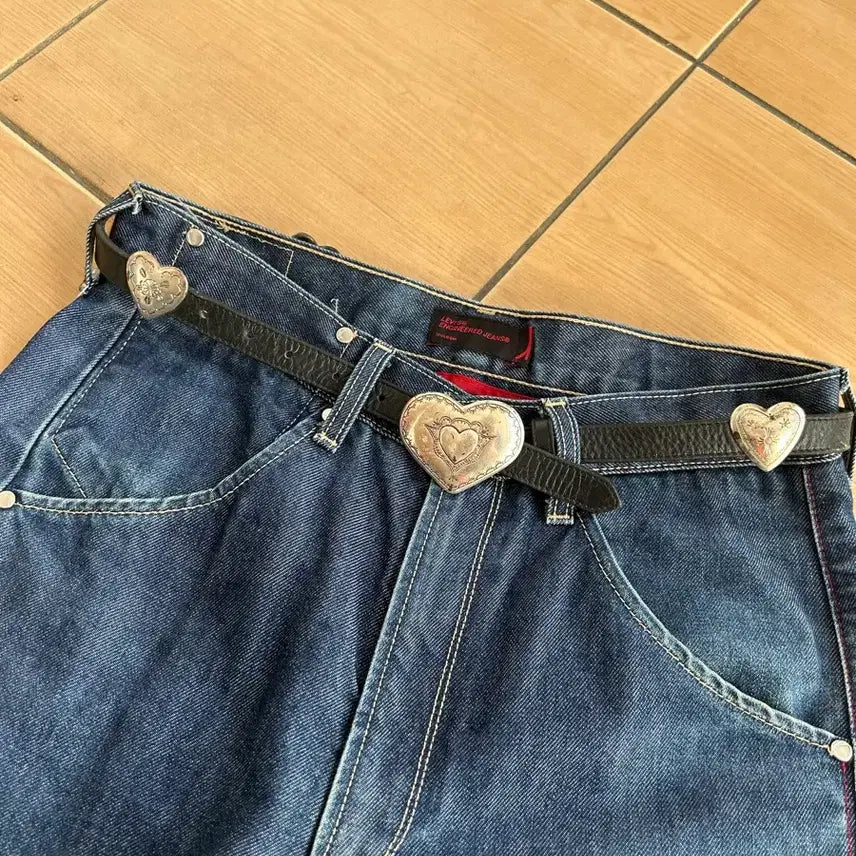[BUNJANG] Justin Boots 90s USA Heart Pattern Leather Belt / 90s USA 저스틴부츠 하트벨트
