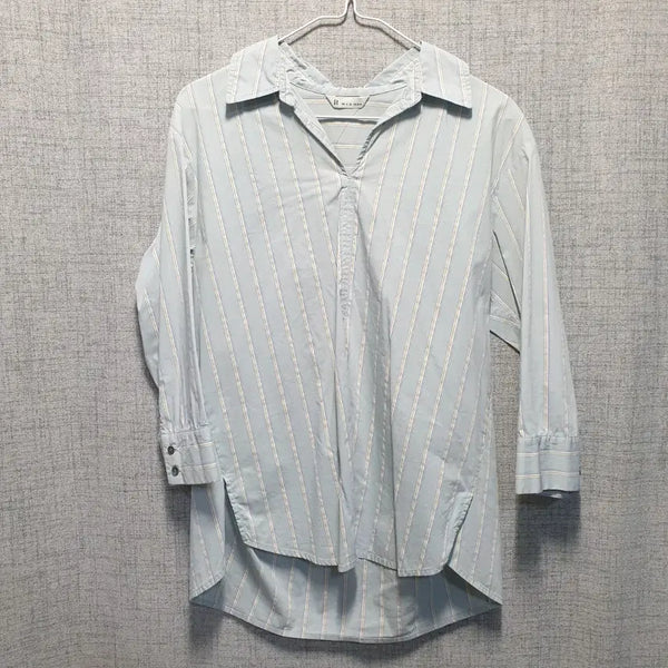 [BUNJANG] IT MICHAA Women's Striped Open Collar Blouse Size 79 / 잇미샤 여성 스프라이트 오픈카라 블라우스 79