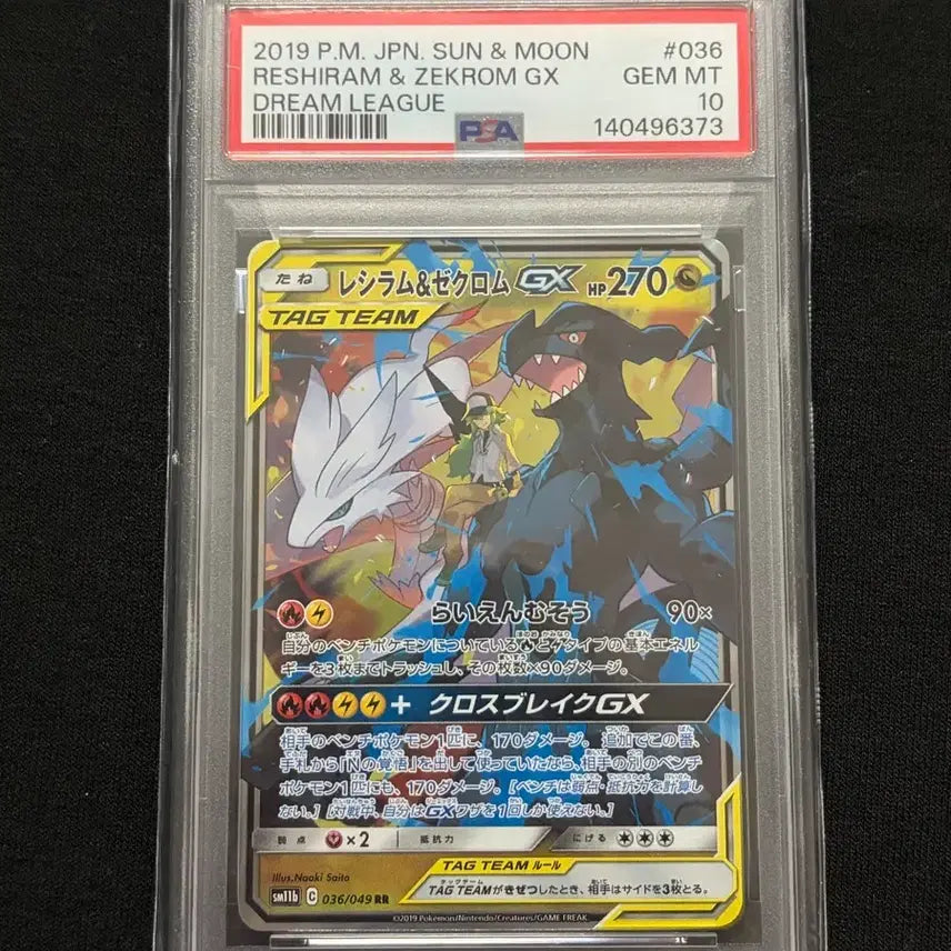 [BUNJANG] Reshiram & Charizard GX Tag Team Pokémon Card (2019 Dream League) - PSA 10 GEM MT / 포켓몬카드 레시라무&제크롬 GX 태그팀 2019년 드림리그 PSA10