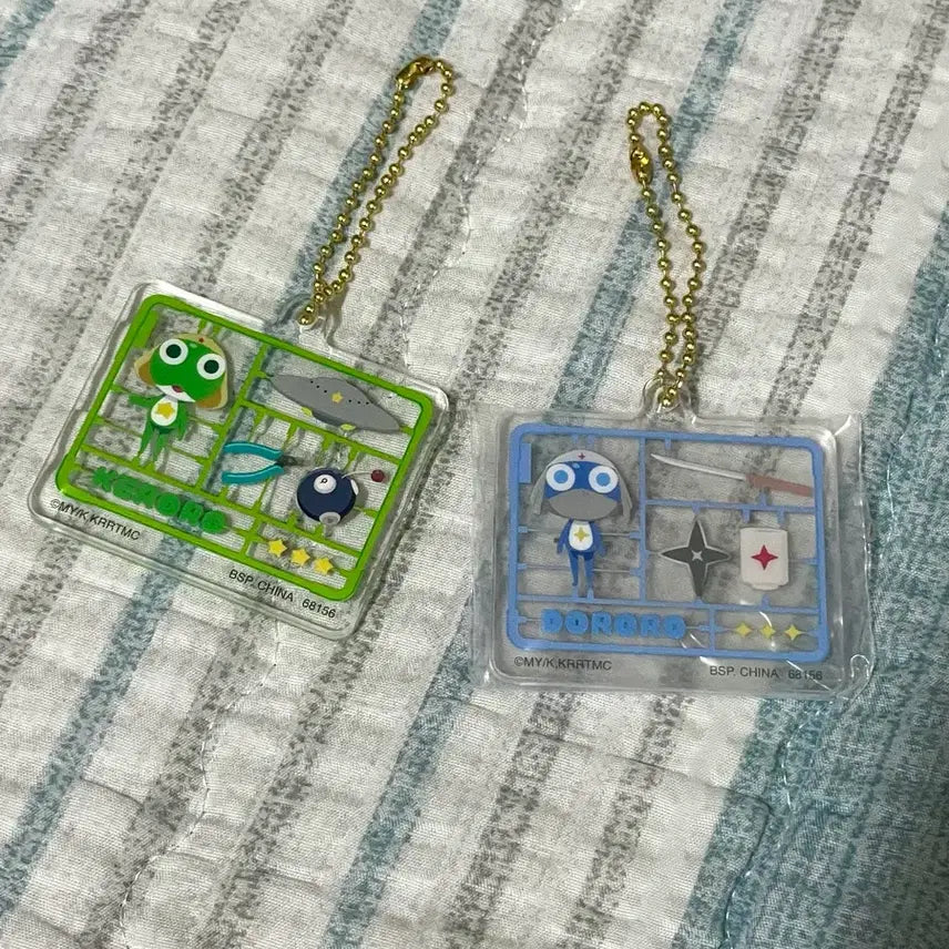 [BUNJANG] Keroro Swordsmen Ichiban Kuji J Prize Acrylic Charm Keychain & Sticker Set / 2종일괄) 케로로 제일복권 j상 아크릴 참 키링+스티커