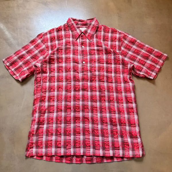[BUNJANG] SUGAR CANE Rayon Blend Seersucker Pullover Shirt M / 슈가케인 풀오버 레이온 혼방 시어서커 셔츠 M