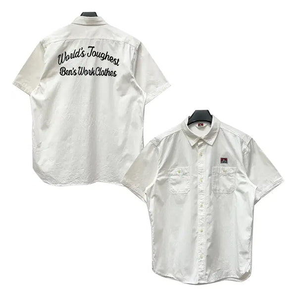 [BUNJANG] Ben Davis Chain Embroidered Oxford Short Sleeve Shirt XL / 벤데이비스 체인 자수 옥스포드 반팔 셔츠 XL