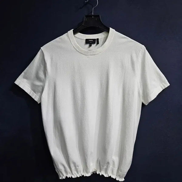 [BUNJANG] Theory White Men's Slim Fit Knit Short Sleeve Shirt / 띠어리 화이트 남성 슬림핏 105~110 니트반팔