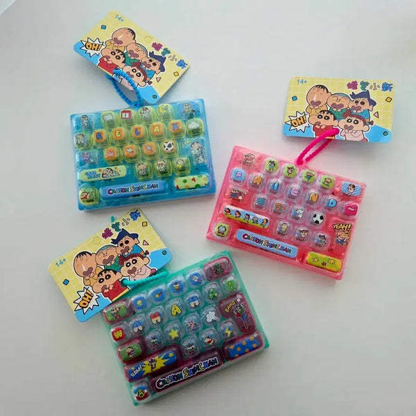 [BUNJANG] Crayon Shin-chan 26-Keycap Large Blue Switch Keyboard Keychain / 정품 짱구 26구 대왕 키캡 청축 키보드 키링