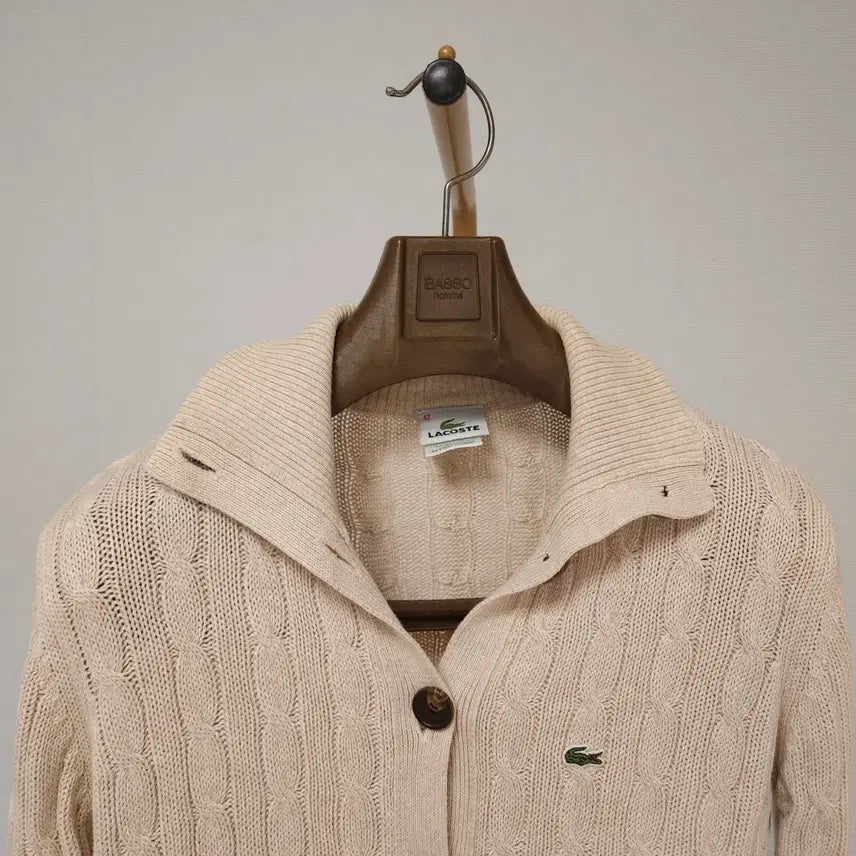 [BUNJANG] Lacoste Women's Cable Knit Cardigan / 42 ) 라코스테 여성 케이블 니트 가디건