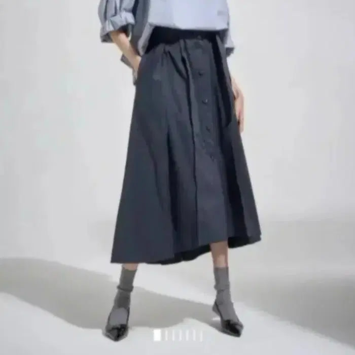 [BUNJANG] System Belted A-Line Midi Skirt Navy / 시스템 벨티드  스커트 61