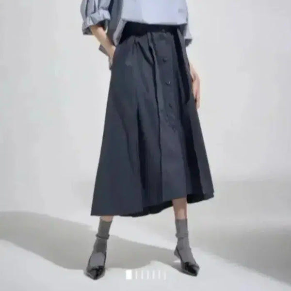 [BUNJANG] System Belted A-Line Midi Skirt Navy / 시스템 벨티드  스커트 61