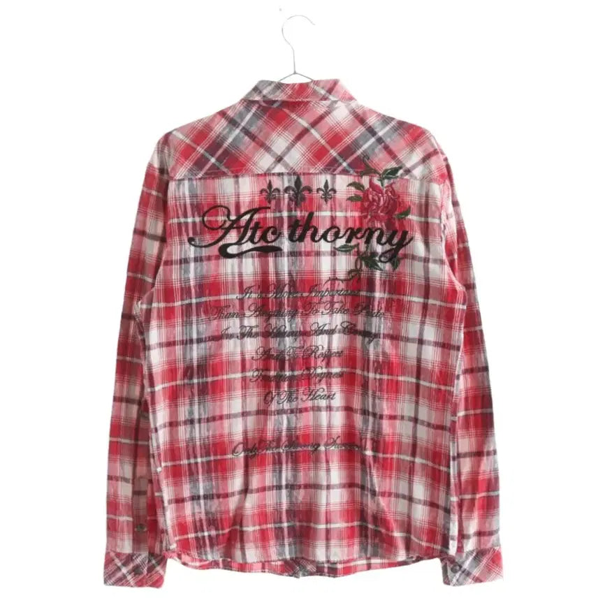 [BUNJANG] Vintage Japanese Rose Check Shirt Y2K Goth Punk Grunge Gyaru / 일본빈티지 장미 체크 셔츠 y2k 고스 펑크 앤틱 그런지 갸루 대장템
