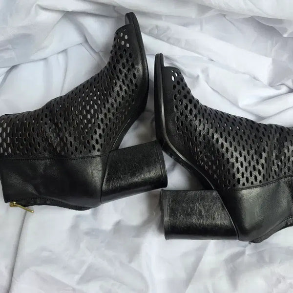 [BUNJANG] ASH Black Perforated Ankle Boots / ASH 블랙 펀칭 앵클 부츠