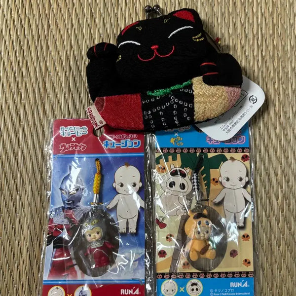 [BUNJANG] Cupie Phone Strap Set with Maneki Neko Coin Pouch / 큐피 폰고리2 마네키네코 동전지갑1