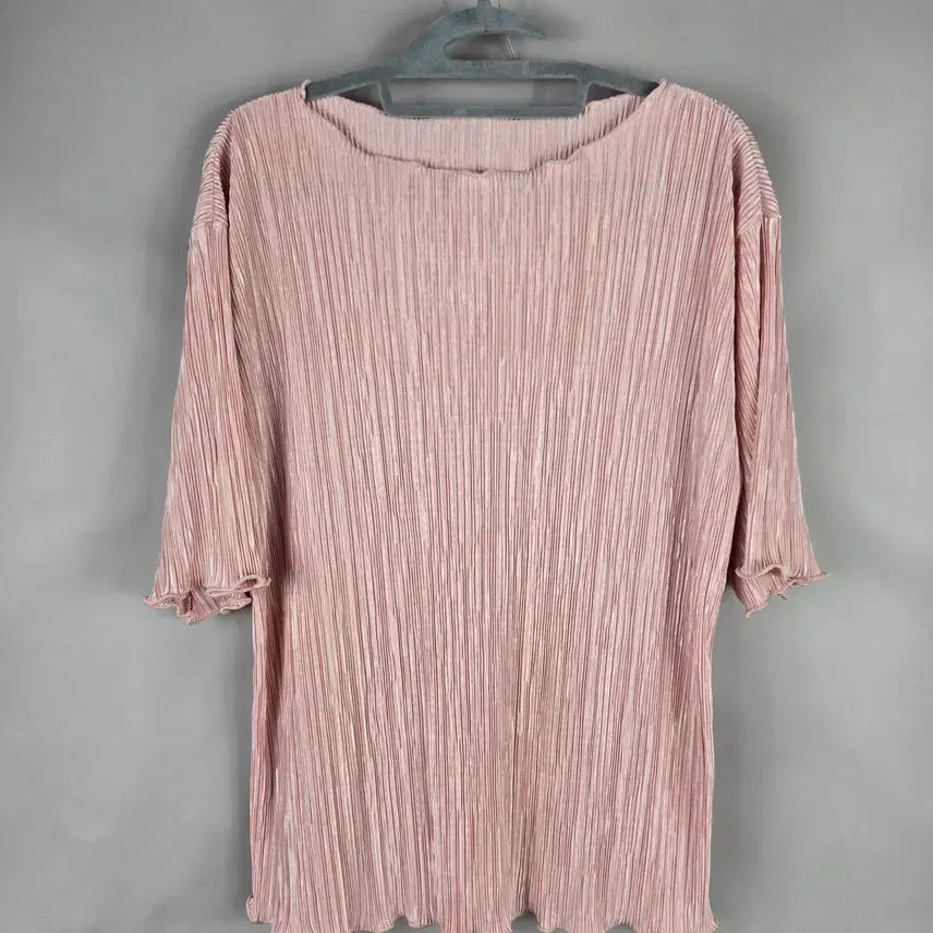 [BUNJANG] Women's Pink Pleated Short Sleeve T-Shirt / [무료배송]여성 F 핑크 플리츠 주름 반팔 티셔츠