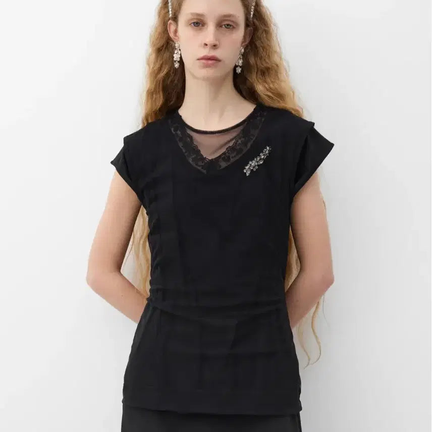 [BUNJANG] Simone Rocha Lace Layered Blouse Top / 시몬로샤 레이스 레이어드 블라우스 탑 새상품