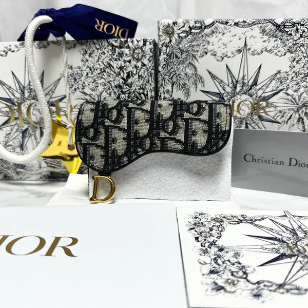 [BUNJANG] Dior Oblique Jacquard Saddle Bloom Card Holder / [S급] 디올 오블리크 자카드 새들 블룸 카드지갑