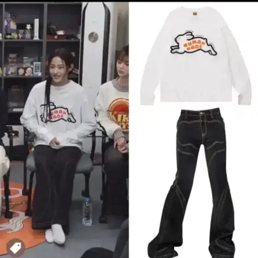 [BUNJANG] Human Made Rabbit Long Sleeve T-Shirt / 민지 착용)휴먼메이드 토끼 래빗 롱슬리브