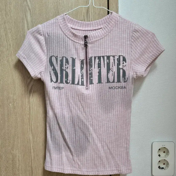 [BUNJANG] Pink Zip-Up T-Shirt / (새상품)핑크 집업 티셔츠