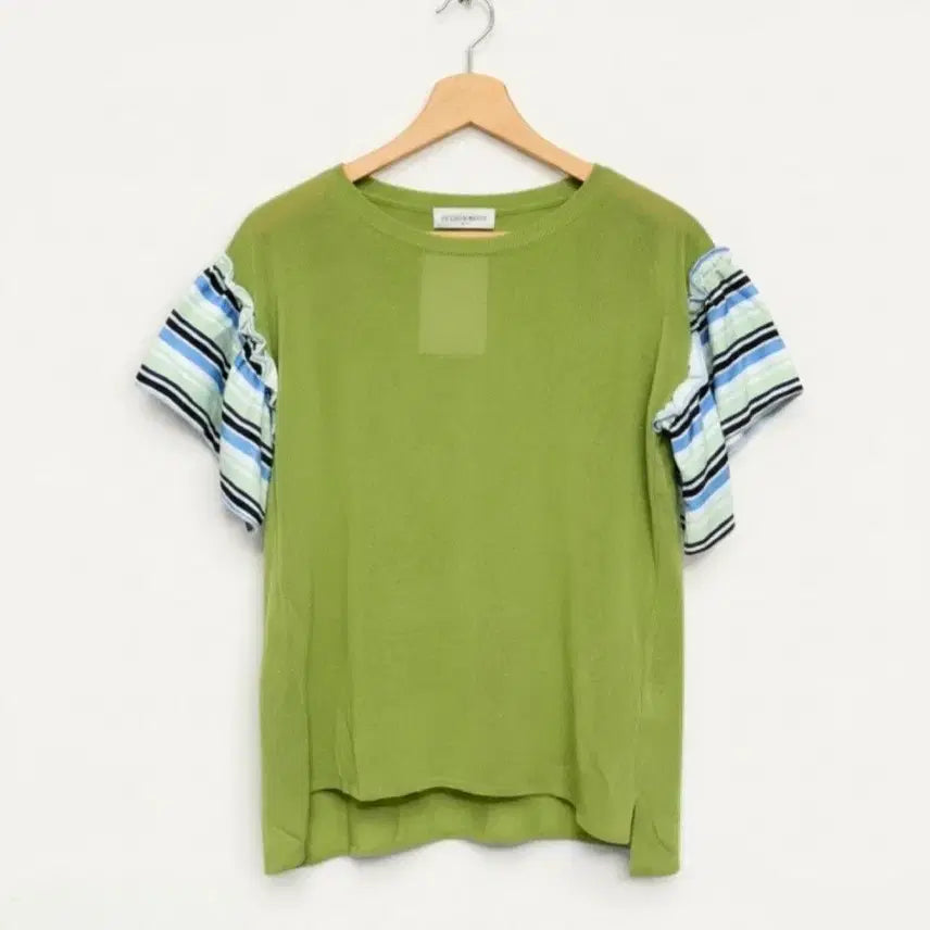 [BUNJANG] Women's Summer Knit Frill T-Shirt (55-66) / 새상품 55~66 반팔 여름 니트 여성 여자 프릴 티셔츠 정장 캐주얼
