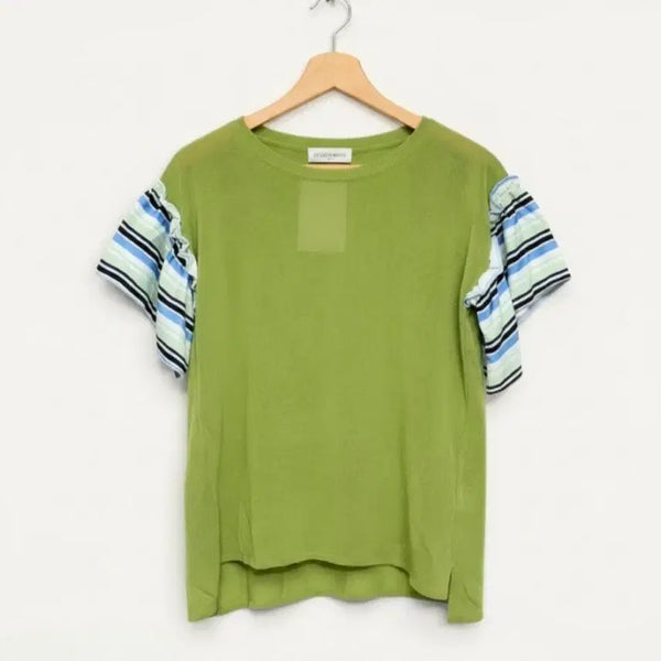 [BUNJANG] Women's Summer Knit Frill T-Shirt (55-66) / 새상품 55~66 반팔 여름 니트 여성 여자 프릴 티셔츠 정장 캐주얼