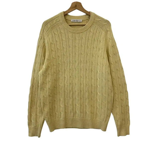 [BUNJANG] INTEMPO MOOD Cable Crewneck Knit Yellow M / 인템포무드 케이블 크루넥 니트 옐로우 M 정품