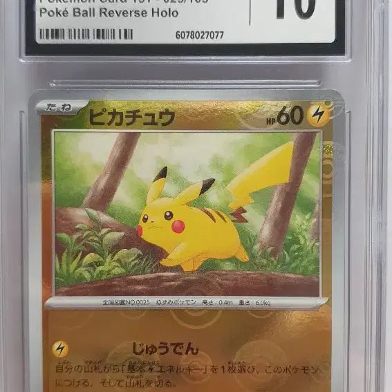 [BUNJANG] Pokemon Japanese 151 Monster Ball Holo Pikachu CGC 10 Graded Card / 일판 151 몬스터볼 홀로 피카츄 cgc10