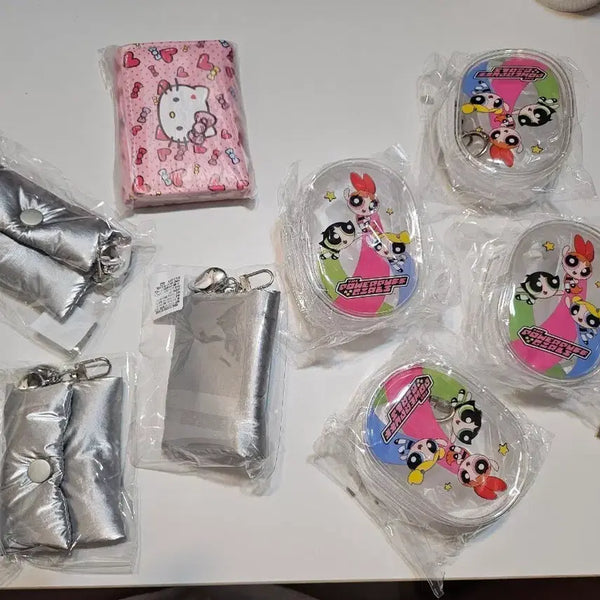 [BUNJANG] Powerpuff Girls Transparent Pouch, Hello Kitty Wallet, Heart Keychain Bundle / 파워퍼프걸 투명 파우치 헬로키티 지갑 하트 키링 묶음 판매해요