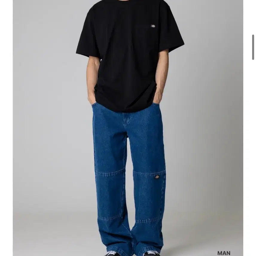 [BUNJANG] Double Knee 85283 Loose Fit Denim Pants Vintage Blue / 더블니 85283 루즈핏 데님팬츠 Vintage Blue