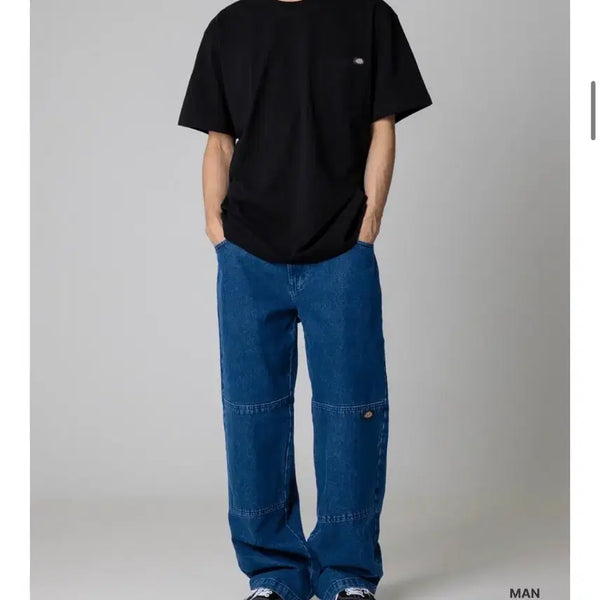 [BUNJANG] Double Knee 85283 Loose Fit Denim Pants Vintage Blue / 더블니 85283 루즈핏 데님팬츠 Vintage Blue