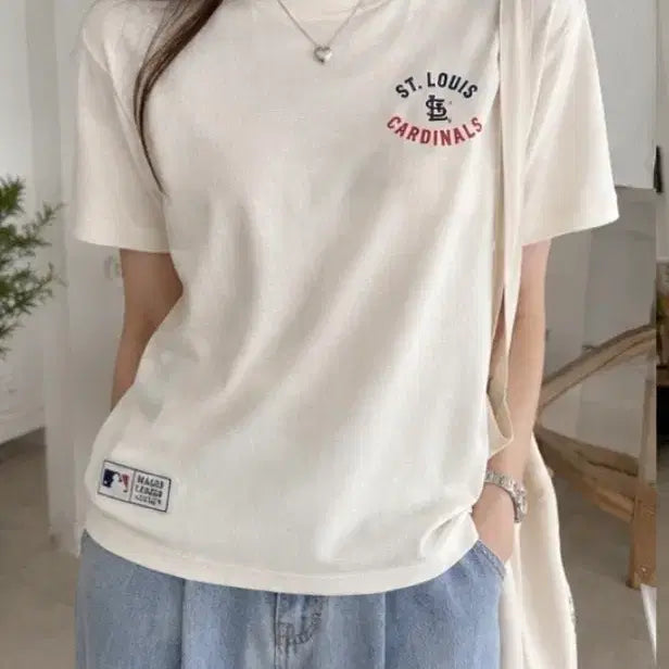 [BUNJANG] MLB St. Louis Cardinals Short Sleeve T-Shirt Ivory / MLB 세인트루이스 카디널스 반팔 티셔츠 아이보리