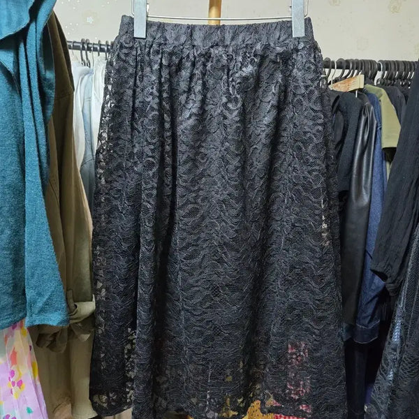 [BUNJANG] Black Lace Midi Skirt / 블랙 레이스 스커트