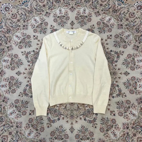 [BUNJANG] Comme des Garçons x Rizia Diaz Beaded Wool Cardigan / 꼼데가르송x리지아디아즈 비즈 울 가디건