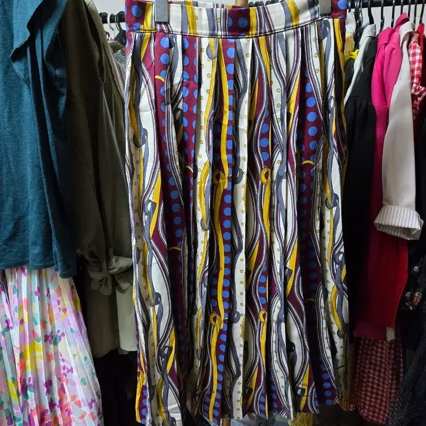 [BUNJANG] Pattern Pleated Long Skirt / 패턴 플리츠 스커트