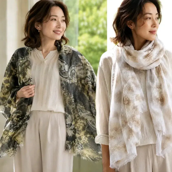 [BUNJANG] Floral Long Scarf Wrap Shawl 66x170cm / 폭66 길이170cm 간절기 롱스카프 랩쇼울 플로럴 머플러
