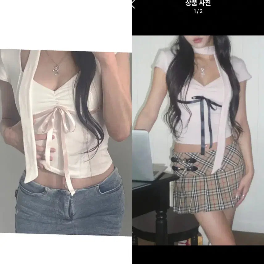 [BUNJANG] Angel Number 555 Hachi T-Shirt (Ivory/Pink) / 엔젤넘버555 하치티셔츠 (아이보리/핑크)