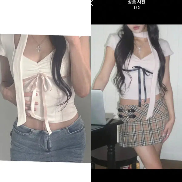 [BUNJANG] Angel Number 555 Hachi T-Shirt (Ivory/Pink) / 엔젤넘버555 하치티셔츠 (아이보리/핑크)