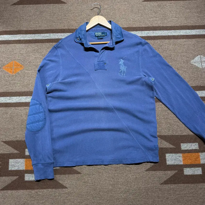 [BUNJANG] Polo Ralph Lauren Garment Dyed Big Pony Rugby Shirt L / 타임세일)폴로랄프로렌 가먼트다이 빅포니 럭비셔츠 카라티 L 엘보패치