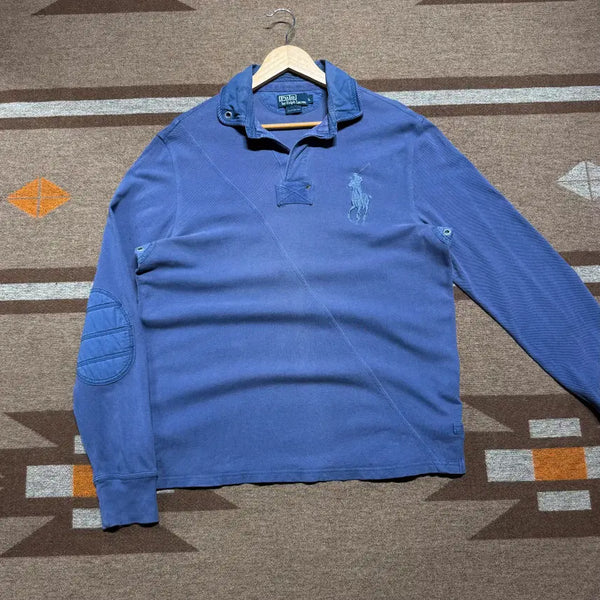 [BUNJANG] Polo Ralph Lauren Garment Dyed Big Pony Rugby Shirt L / 타임세일)폴로랄프로렌 가먼트다이 빅포니 럭비셔츠 카라티 L 엘보패치