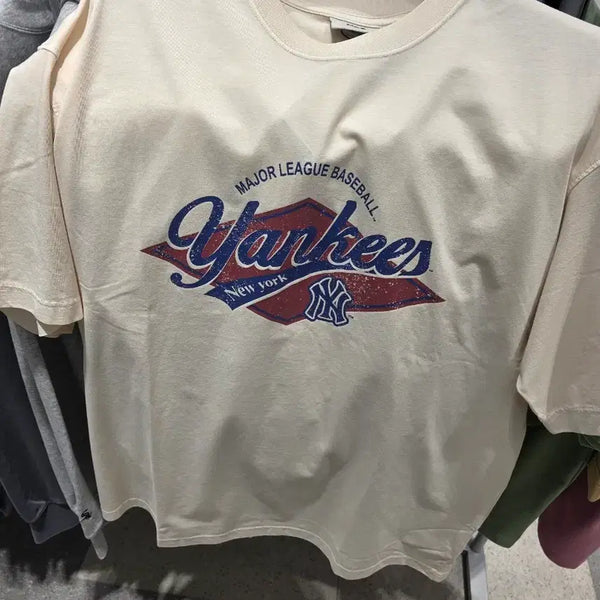 [BUNJANG] MLB New York Yankees Short Sleeve T-Shirt Ivory / MLB 뉴욕 양키스 반팔 티셔츠 아이보리 카리나착용!!