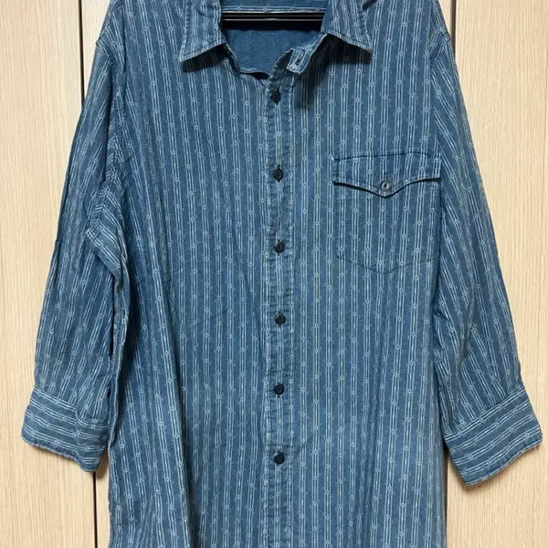 [BUNJANG] Polo Ralph Lauren Indigo Pattern 7-Sleeve Shirt / 폴로 랄프로렌 인디고 패턴 7부 셔츠 L