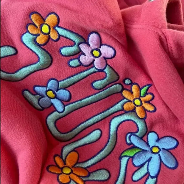 [BUNJANG] Stussy Flower Logo Hoodie Pink L / 스투시 플라워 로고 후드 핑크 L