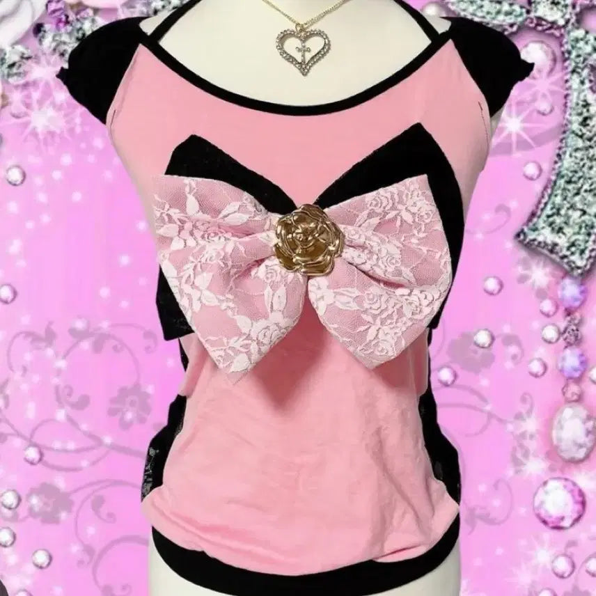 [BUNJANG] Hime Gyaru Lolita Style Ribbon Top / 갸루 탑/상의(히메갸루,갸루)