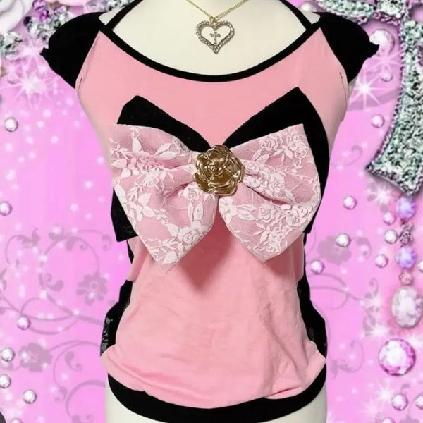 [BUNJANG] Hime Gyaru Lolita Style Ribbon Top / 갸루 탑/상의(히메갸루,갸루)