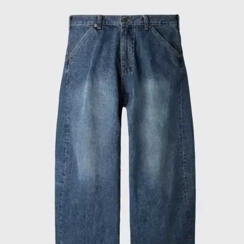 [BUNJANG] Hatching Room Wide Curve Jeans Washed Blue Size 4 / 해칭룸 와이드 커브진 워싱 블루진 4