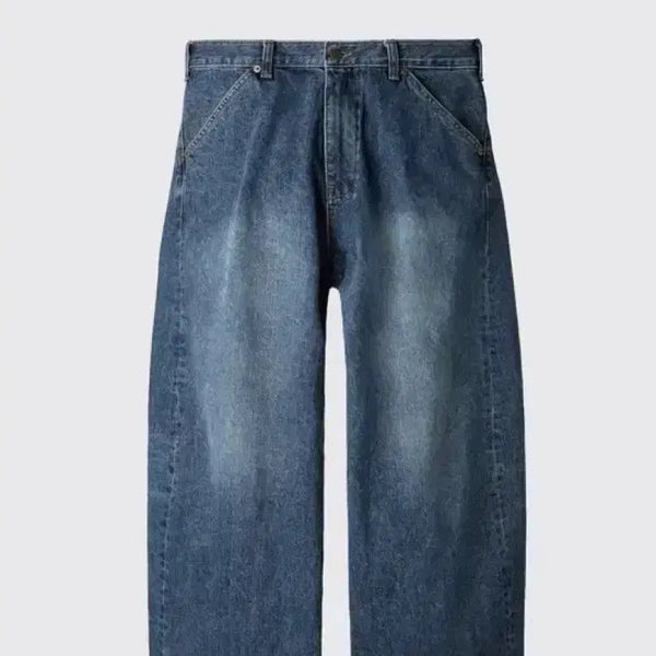 [BUNJANG] Hatching Room Wide Curve Jeans Washed Blue Size 4 / 해칭룸 와이드 커브진 워싱 블루진 4