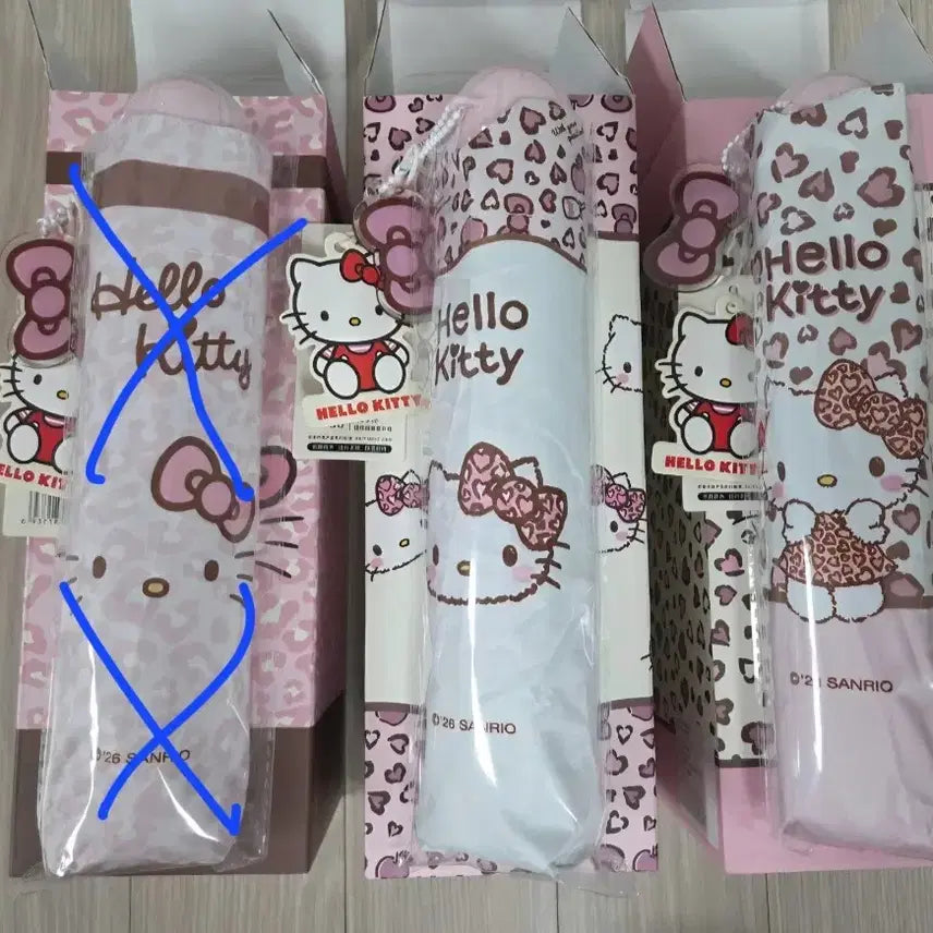 [BUNJANG] Hello Kitty Leopard Print Umbrellas Set of 3 / 헬로키티 호피 양우산 3종