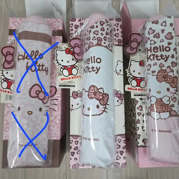[BUNJANG] Hello Kitty Leopard Print Umbrellas Set of 3 / 헬로키티 호피 양우산 3종
