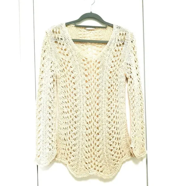 [BUNJANG] Beige Mesh Knit Top (Size 66) / 여리여리한 여신 느낌의 베이지 그물 니트(~66사이즈)