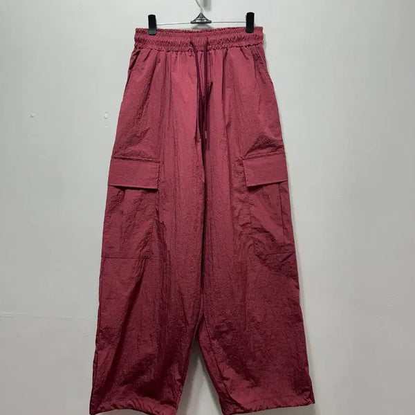 [BUNJANG] Burgundy Cargo Pants Wide Jogger Anorak / 카고 바지 버건디 아노락 와이드 조거 팬츠
