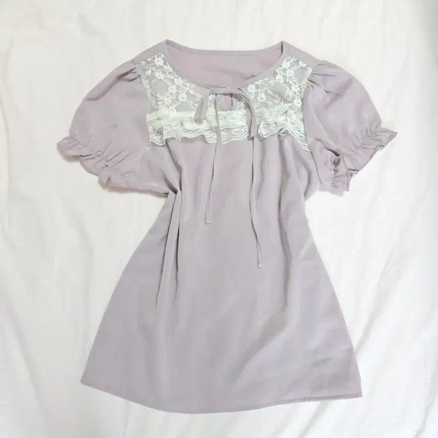 [BUNJANG] Maz Seethrough Short Sleeve Blouse / 정품)마즈 시스루 반팔 블라우스 양산형지뢰계 양지뢰 리즈리사 시허니 노에미 로지타 디마럽 블라우스 반팔