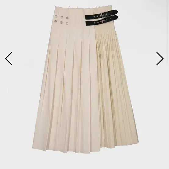 [BUNJANG] Daret Double Belt Dual Pleats Wrap Skirt - Beige / 새상품)데어드 더블 벨트 듀얼 플리츠 랩 스커트