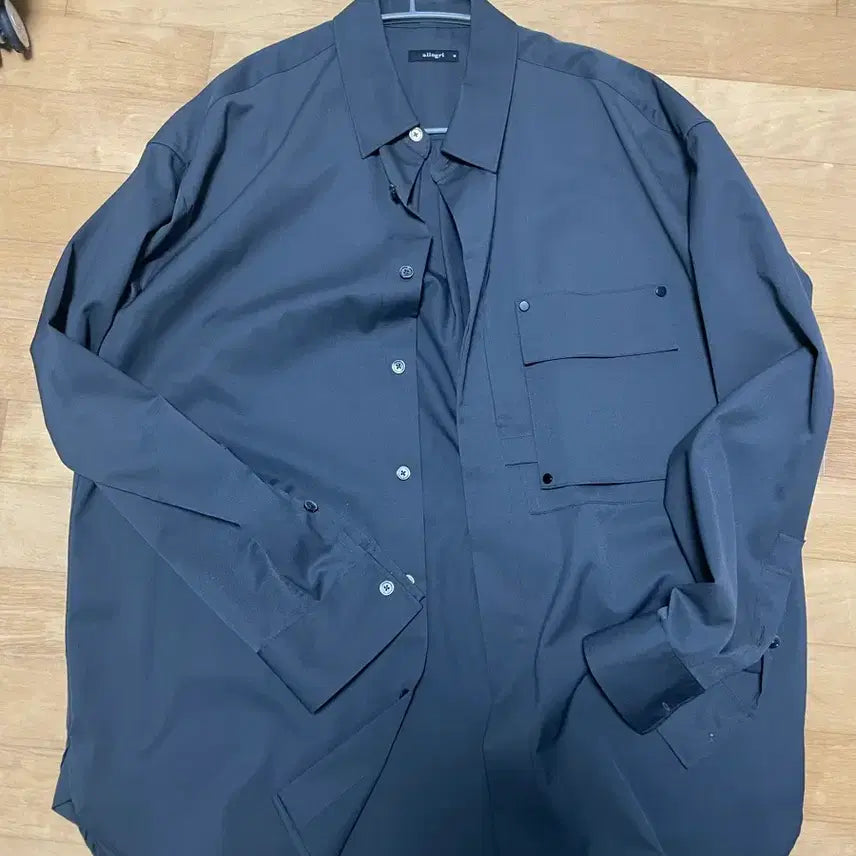 [BUNJANG] Allegri Deep Gray Snap Pocket Shacket Size M / 알레그리 딥그레이 스냅포켓 셔켓 M 사이즈