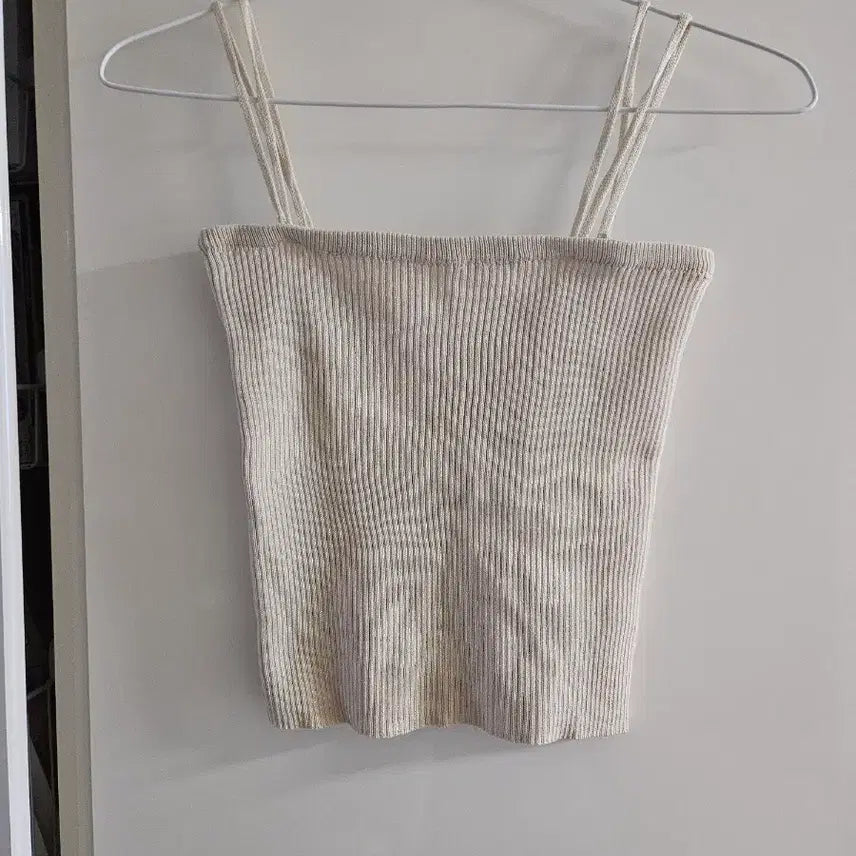 [BUNJANG] Ribbed Knit Sleeveless Top Beige / 골지 니트 나시 베이지